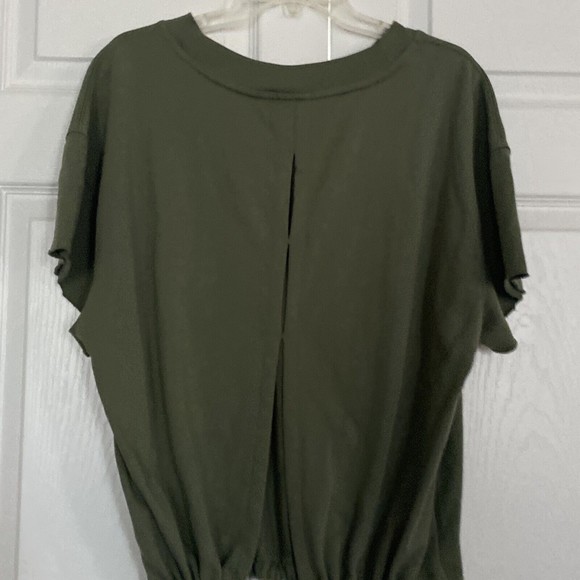 Old Navy Large Loose Fit Crop Top Cutout Back Army Green Gather Tie Waist - Picture 5 of 8